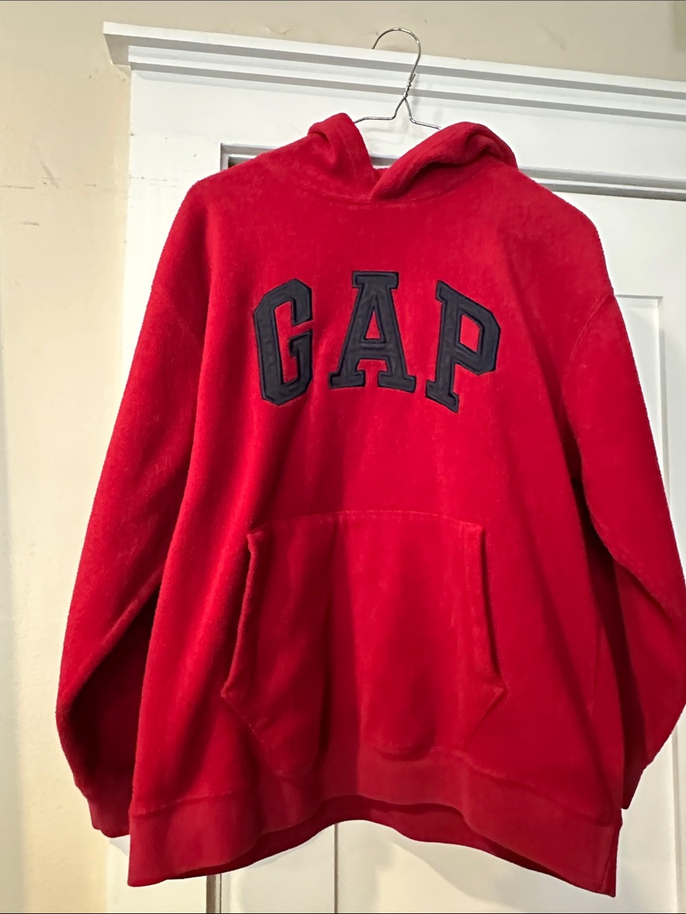 GAP Red Hooded Pullover with Navy blue Logo